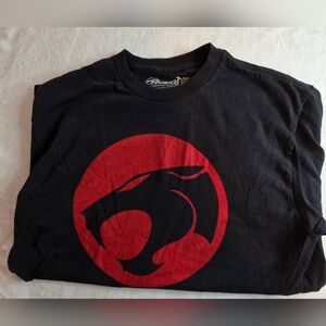 Black Graphic Men’s T-Shirt with Red Logo